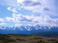 Алтай. Курайская котловина, панорама Северо-Чуйского хребта